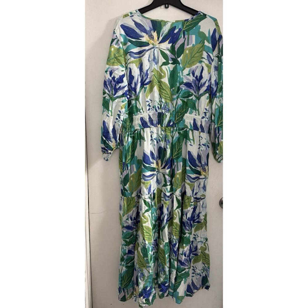 St. Johns Bay Women’s Long Sleeve Floral Maxi Dress Size XXL Tiered Linen Blend - Picture 5 of 6